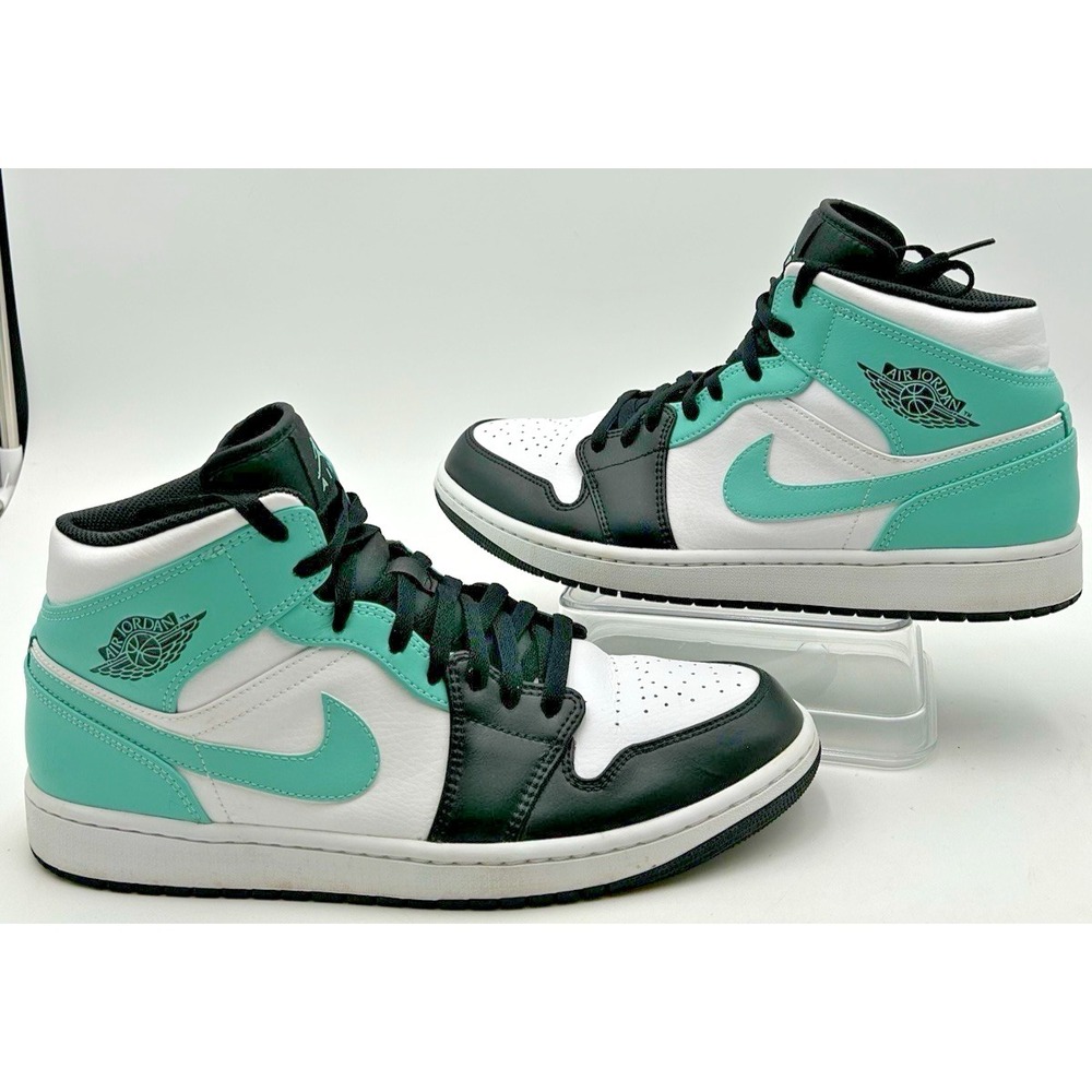 Air Jordan 1 Mid Black Gym Teal White 554724-132 US Mens Size 12 Nike Sneakers